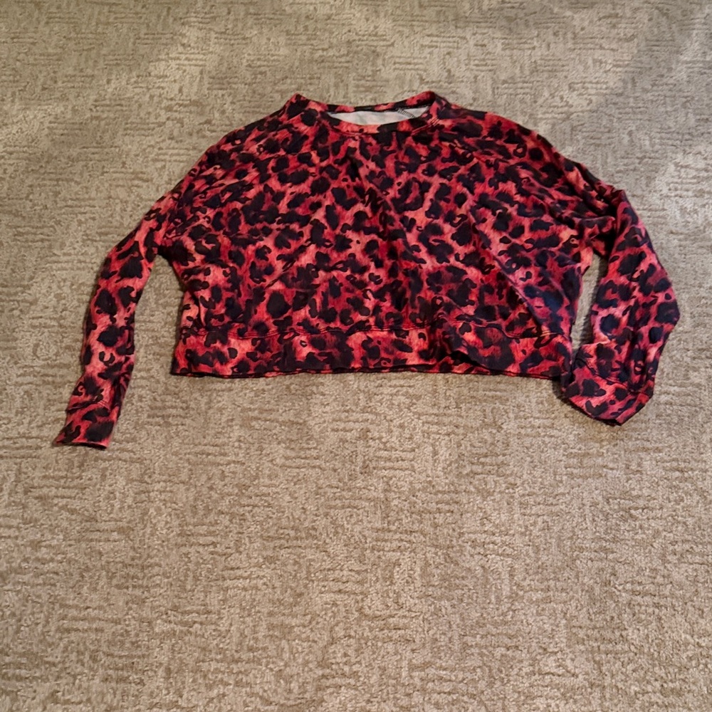Red and Black Leopard Print long sleeve top